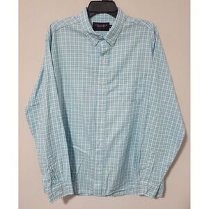 Collared Greens Gingham Button Down Shirt Mens XXL Blue White American Made USA
